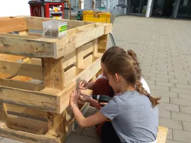 Zusammenschrauben des Hochbeets
