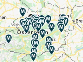 Karte der Außenlager des KZs Mauthausen, online unter: https://www.mauthausen-memorial.org/de/Wissen/Die-Aussenlager#map