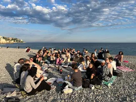 socializing on the beach